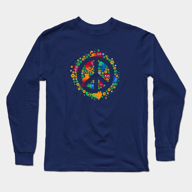 Peace & Cats Long Sleeve T-Shirt by eriondesigns